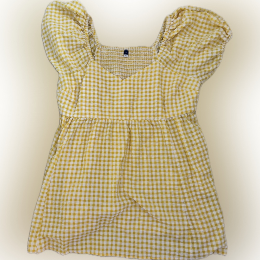 Old Navy Yellow and White Flutter Sleeve Dress